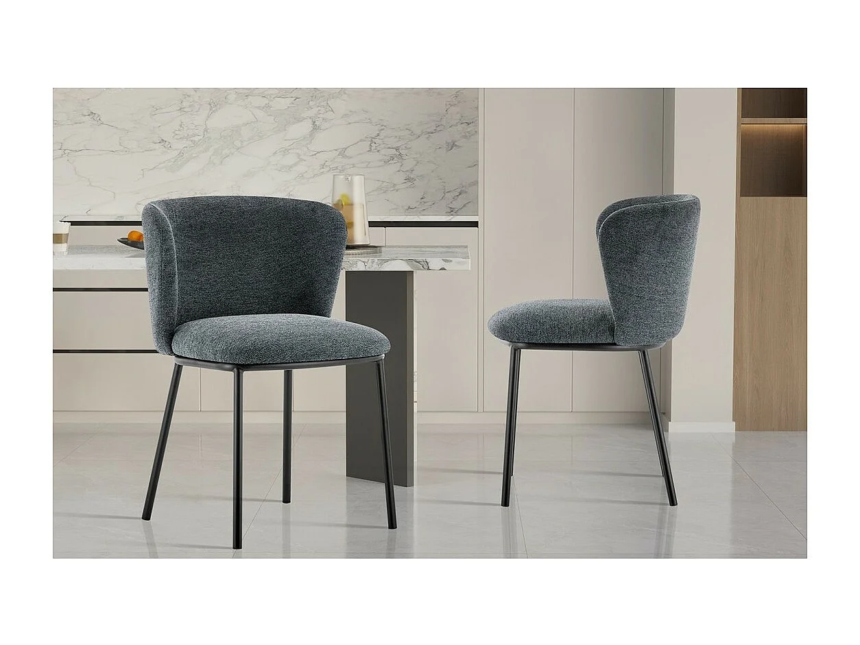 Chaise ARTHUS – Tissu gris foncé – Structure métal noir – H76 x L52 x P54 cm