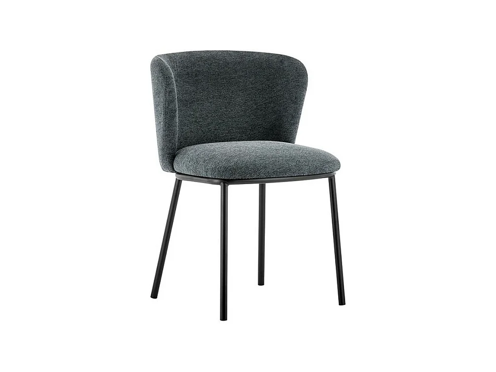 Chaise ARTHUS – Tissu gris foncé – Structure métal noir – H76 x L52 x P54 cm