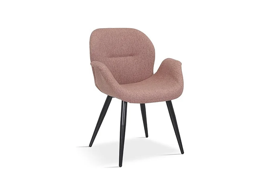 Chaise MAXIMA – Tissu rose – Pieds métal noir – H85 x L64 x P60 cm