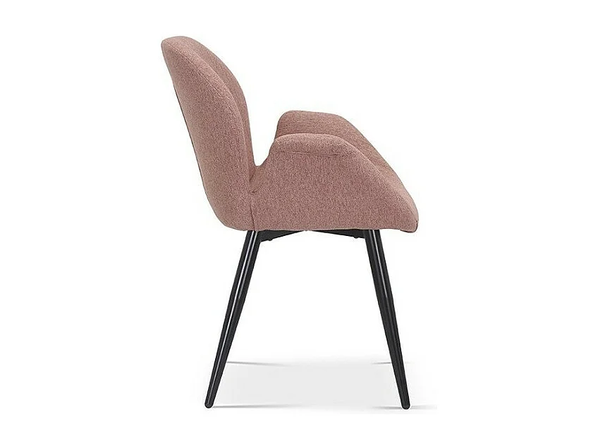 Chaise MAXIMA – Tissu rose – Pieds métal noir – H85 x L64 x P60 cm