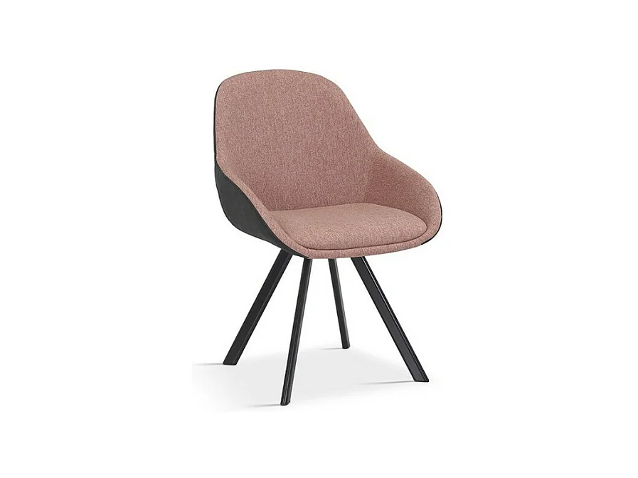 Chaise JEANNE Tissu Rose Dos PU Gris foncé, dimension H85 x L55 x P62, idéal pour votre cuisine ou salle à manger