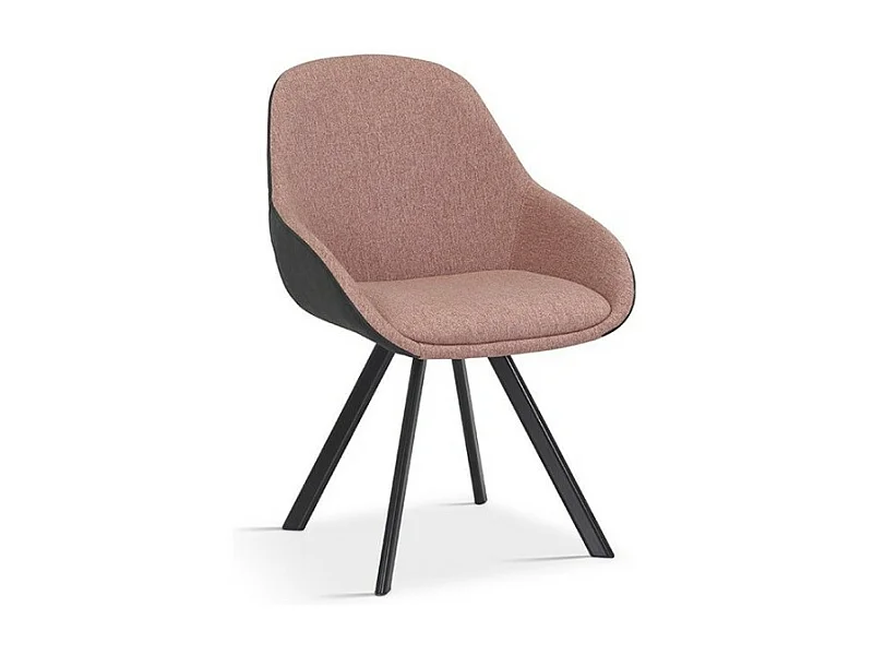 Chaise JEANNE Tissu Rose Dos PU Gris foncé, dimension H85 x L55 x P62, idéal pour votre cuisine ou salle à manger