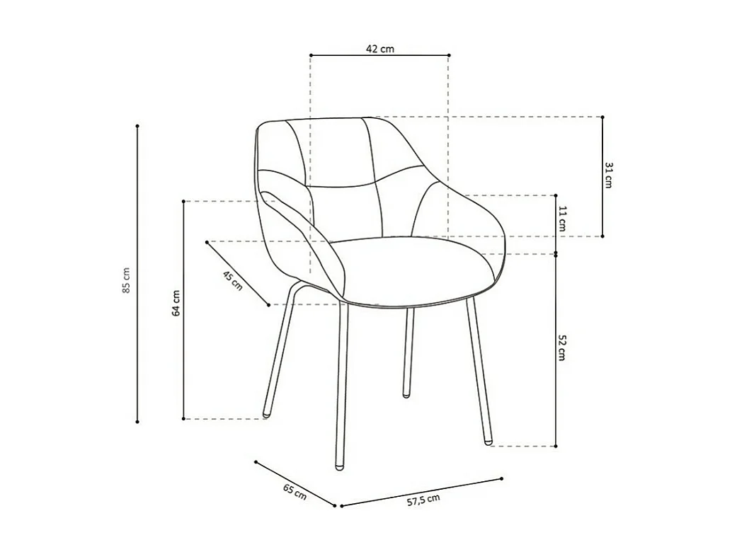 Silla SAM Tela Gris Respaldo PU Gris oscuro, dimensiones H85 x L57.5 x P65, ideal para tu cocina o comedor.