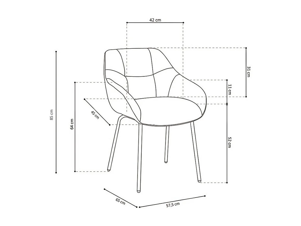 Chaise SAM Tissu Vert Dos PU Cognac, dimension H85 x L57.5 x P65, idéal pour votre cuisine ou salle à manger