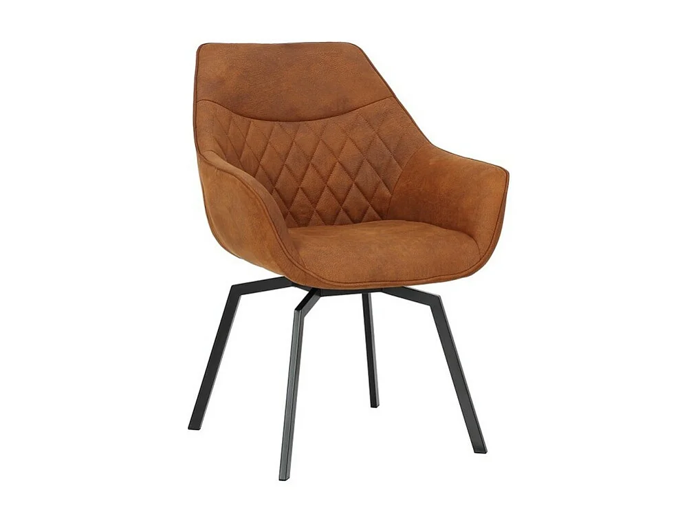 Chaise DORA PU Micro fibre Cognac, dimensions: H84 x L59.5 x P62 cm, idéal pour votre cuisine ou salle à manger