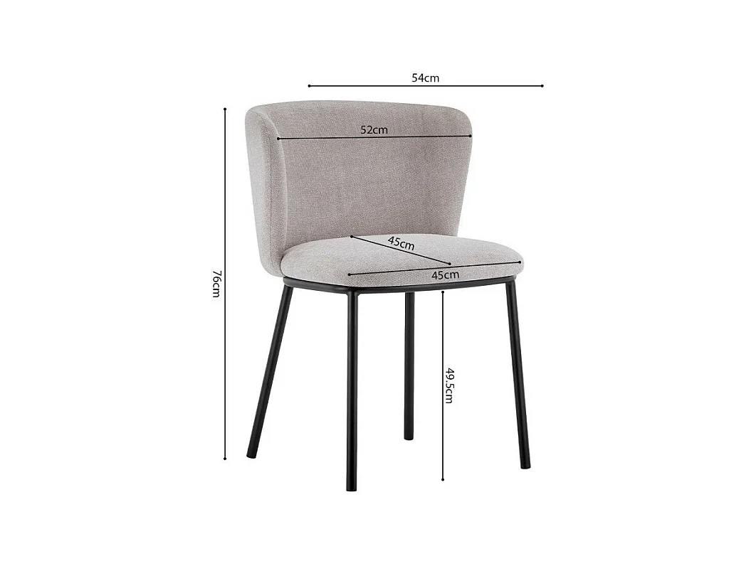 Sedia 'ARTHUS' in tessuto beige, dimensioni H76 x L52 x P54, ideale per la tua cucina o sala da pranzo.