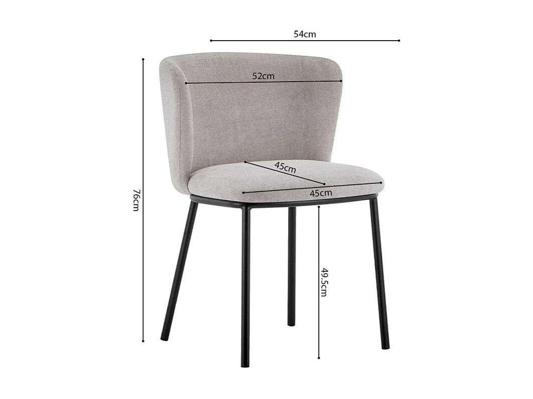 Chaise ARTHUS – Tissu beige avec pieds métal noir – H76 × L52 × P54 cm