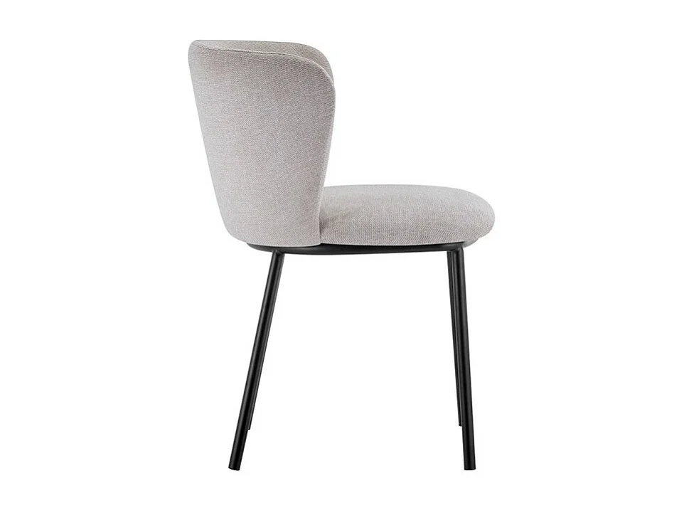 Chaise ARTHUS – Tissu beige avec pieds métal noir – H76 × L52 × P54 cm