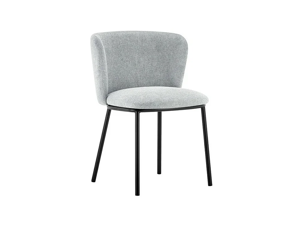 Chaise ARTHUS – Tissu gris clair avec pieds métal noir – H76 × L52 × P54 cm