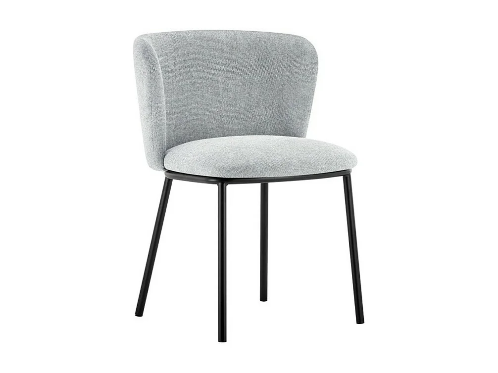 Chaise ARTHUS – Tissu gris clair avec pieds métal noir – H76 × L52 × P54 cm