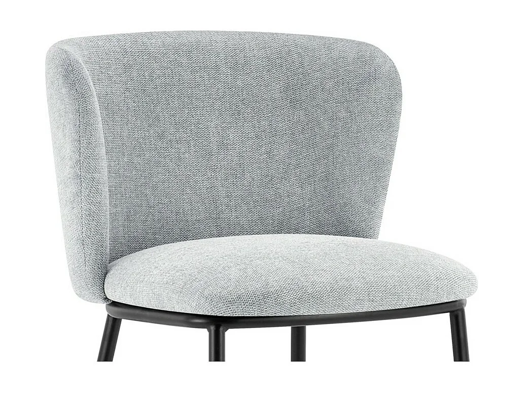 Chaise ARTHUS – Tissu gris clair avec pieds métal noir – H76 × L52 × P54 cm