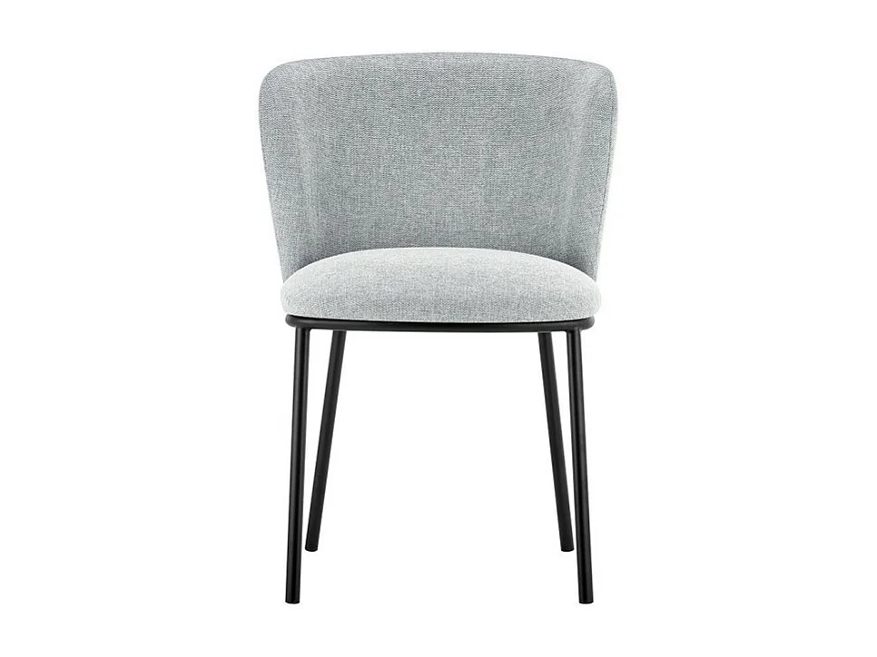 Chaise ARTHUS – Tissu gris clair avec pieds métal noir – H76 × L52 × P54 cm