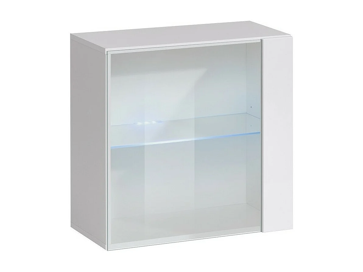Vitrina cuadrada suspendida – Blanca – Colección SWITCH – Puerta de vidrio y LED incluidos – Diseño moderno