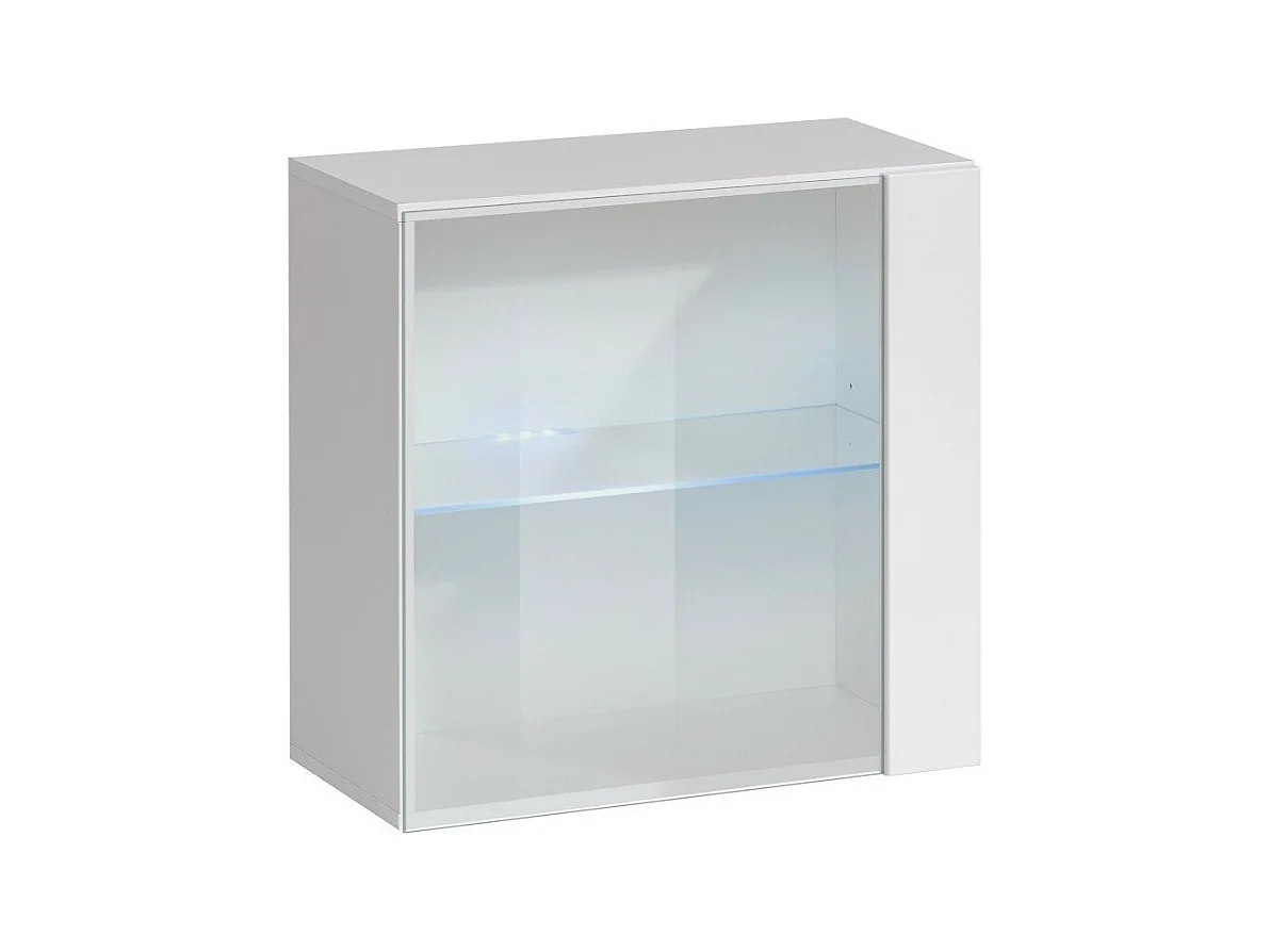 Vierkante hangende vitrinekast – Wit – Collectie SWITCH – Glazen deur en LED inbegrepen – Modern ontwerp