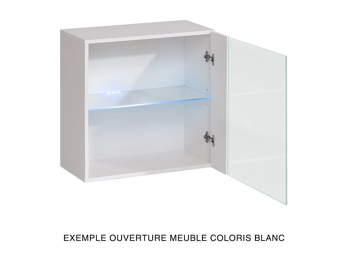 Vitrina negra cuadrada suspendida con 1 puerta de vidrio y luz LED incluida. Colección SWITCH.