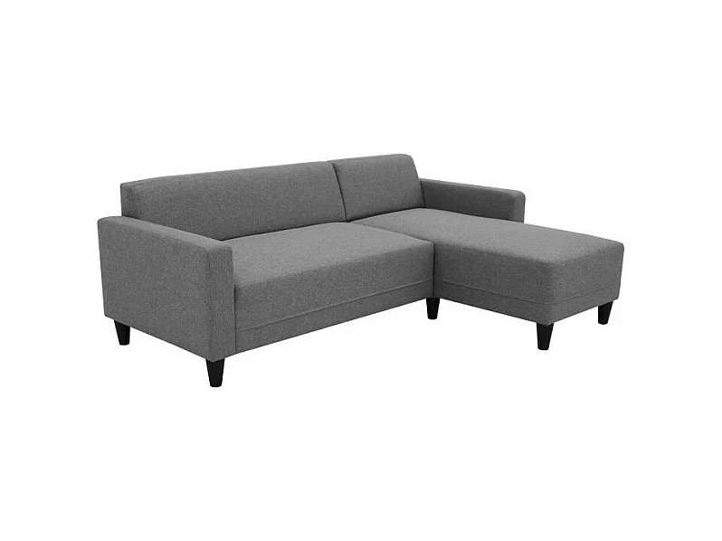 Canapé d'angle fixe 4 places BOB - Tissu anthracite - Réversible - 197 x 117 x 65 cm