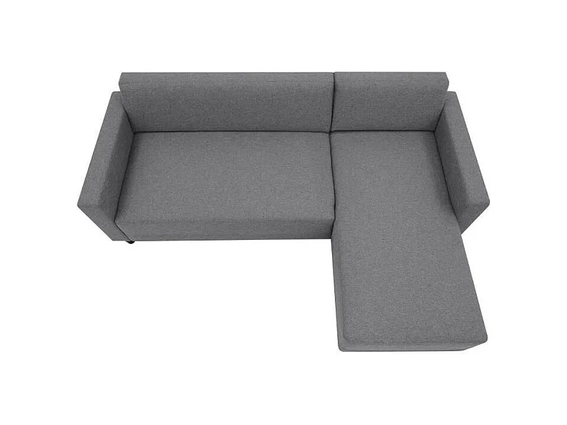 Canapé d'angle fixe 4 places BOB - Tissu anthracite - Réversible - 197 x 117 x 65 cm