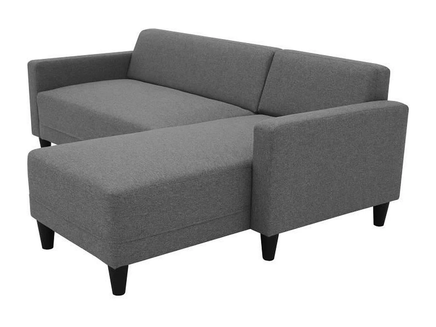 Canapé d'angle fixe 4 places BOB - Tissu anthracite - Réversible - 197 x 117 x 65 cm