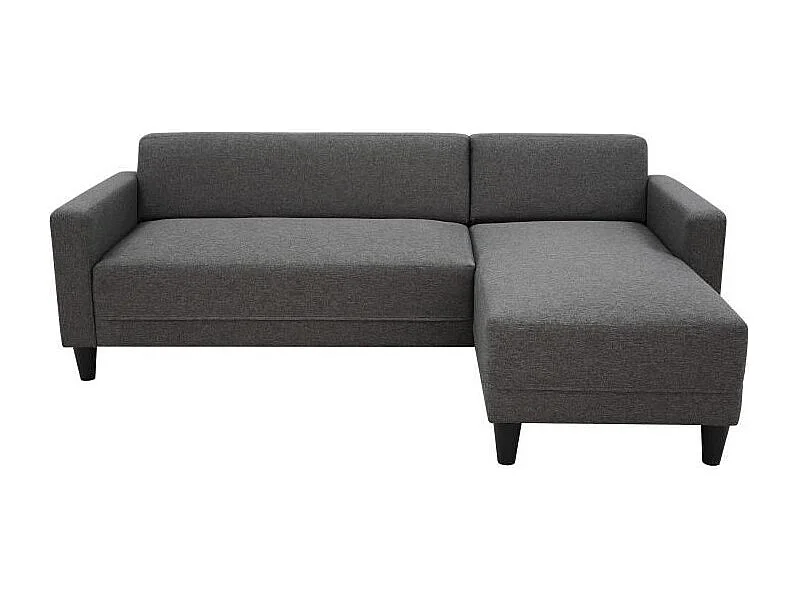 Canapé d'angle fixe 4 places BOB - Tissu anthracite - Réversible - 197 x 117 x 65 cm