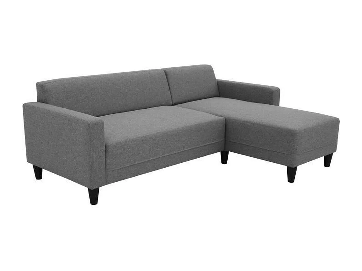 Canapé d'angle fixe 4 places BOB - Tissu anthracite - Réversible - 197 x 117 x 65 cm