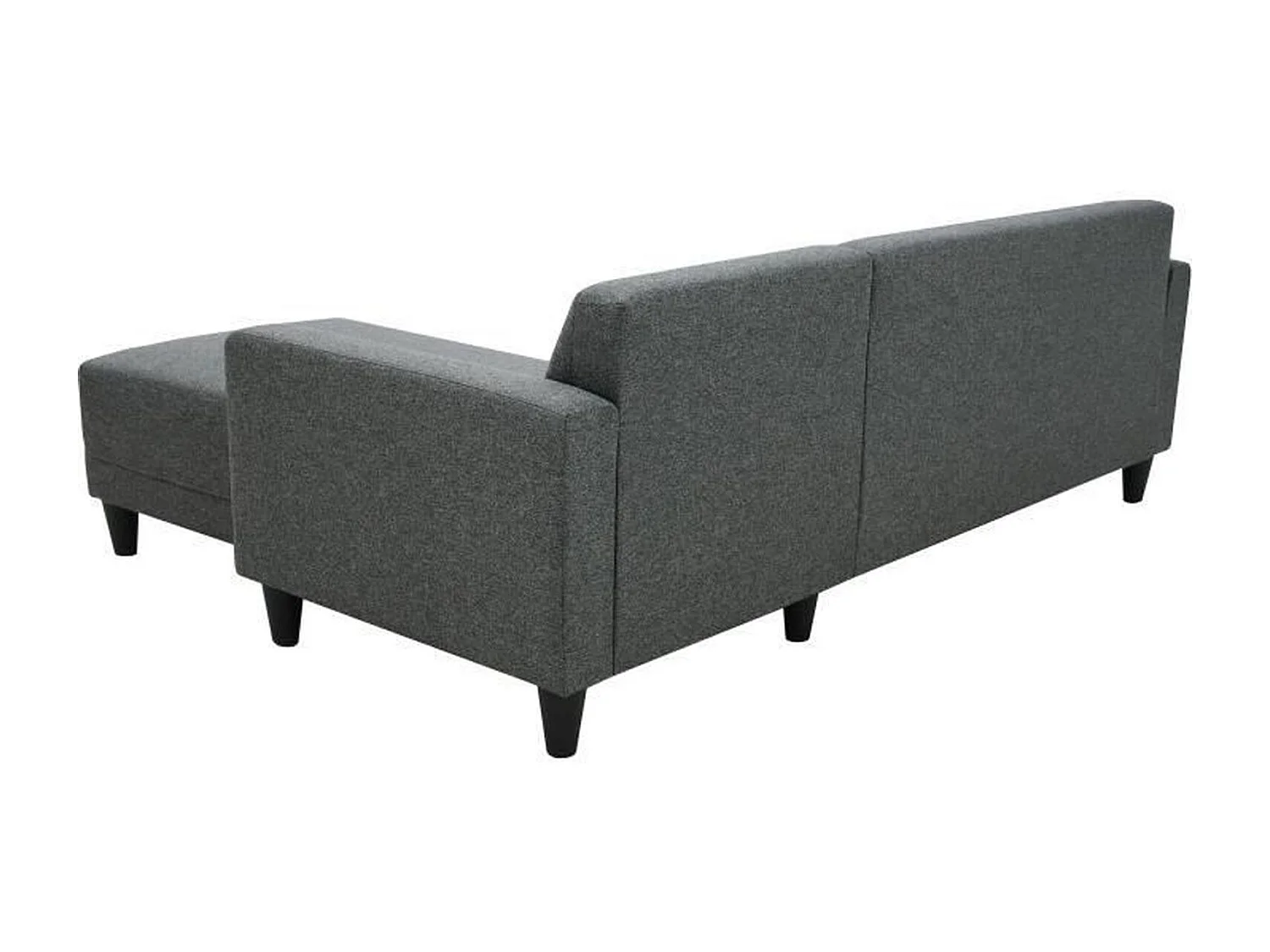 Canapé d'angle fixe 4 places BOB - Tissu anthracite - Réversible - 197 x 117 x 65 cm
