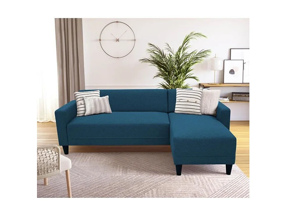 BOB 4-zits vaste hoekbank - Stof Navy - Omkeerbaar - 197 x 117 x 65 cm