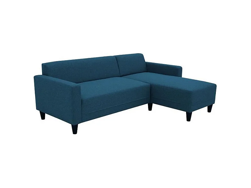 Canapé d'angle fixe 4 places BOB - Tissu marine - Réversible - 197 x 117 x 65 cm