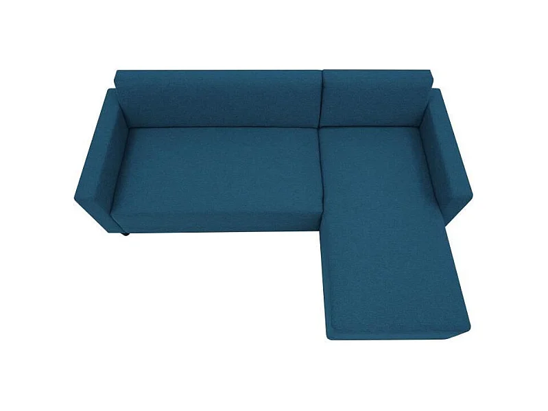 Canapé d'angle fixe 4 places BOB - Tissu marine - Réversible - 197 x 117 x 65 cm