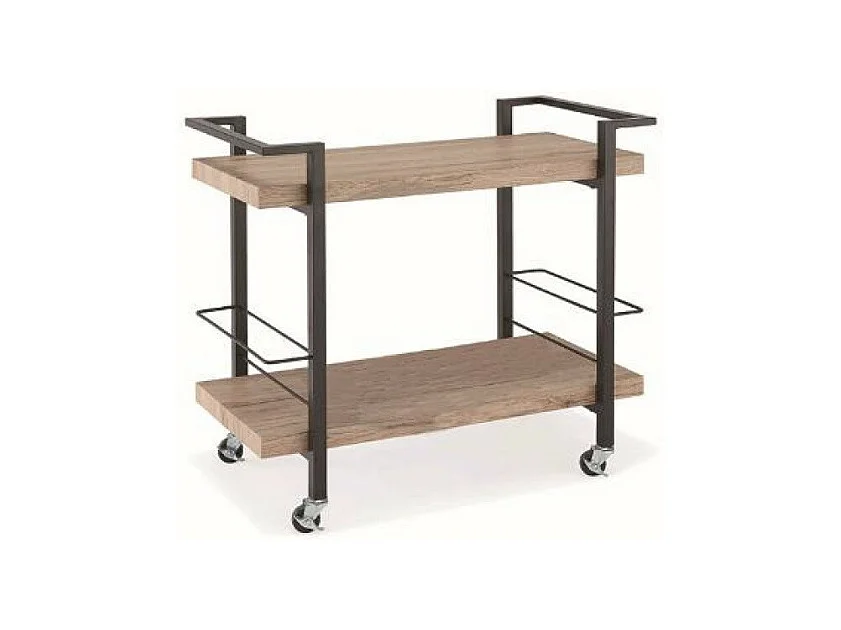 Désserte, meuble de rangement design pour cuisine ou salle à manger TROLLEY. Coloris bois et noir