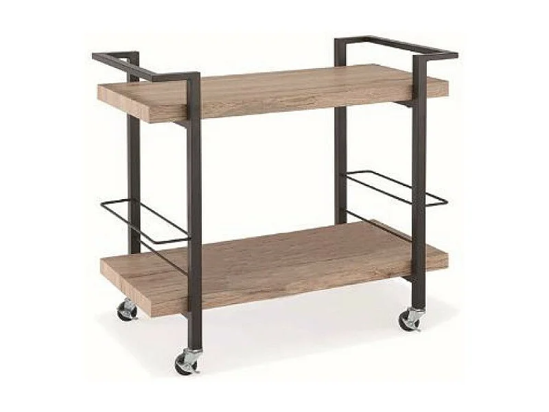 Désserte, meuble de rangement design pour cuisine ou salle à manger TROLLEY. Coloris bois et noir
