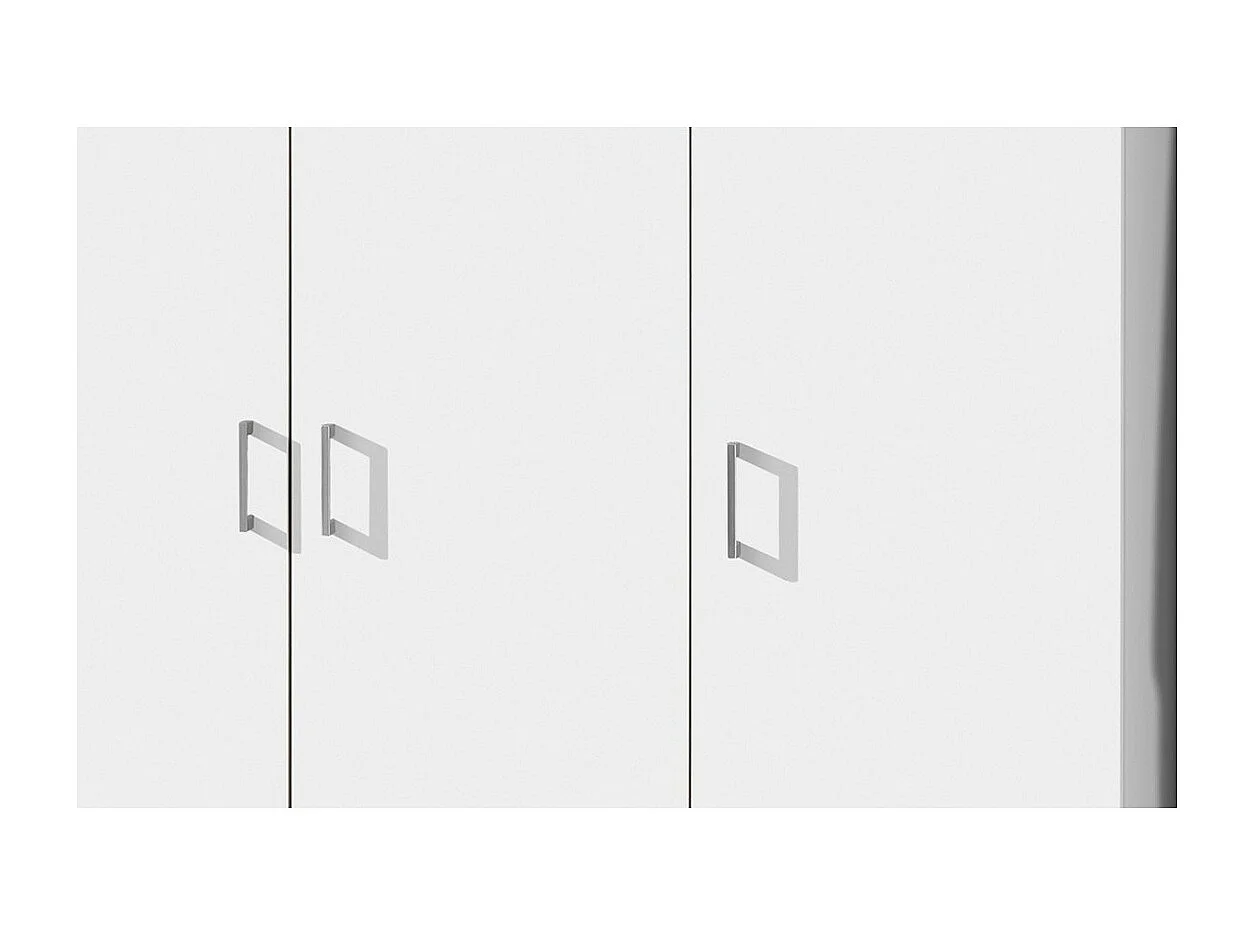 Kledingkast met 3 deuren, wit, collectie REY. Ideale garderobekast voor uw hal of wasruimte.