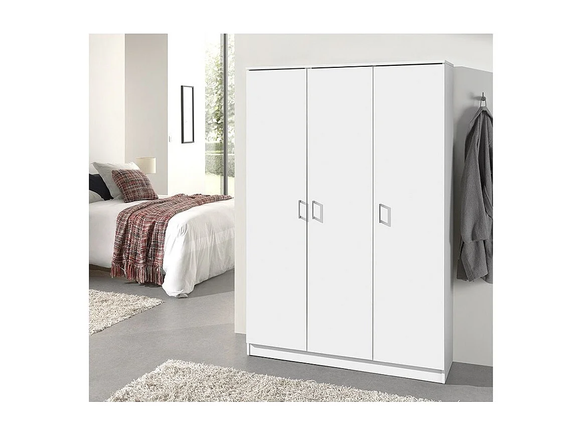 Armoire REY – 3 portes – 120×180 cm – Blanc – Style moderne