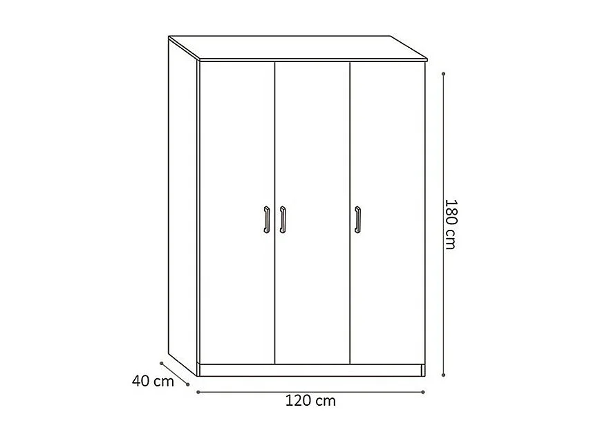 Armoire REY – 3 portes – 120×180 cm – Blanc – Style moderne