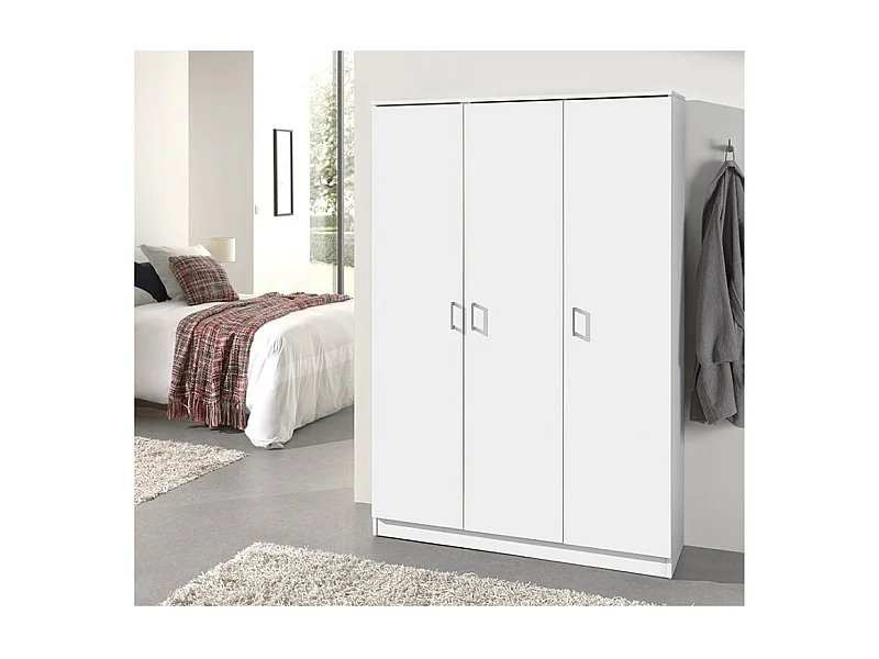 Armoire REY – 3 portes – 120×180 cm – Blanc – Style moderne