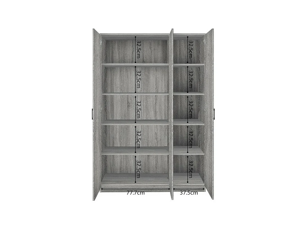 Kledingkast met 3 deuren in eikenkleur uit de REY collectie. Ideale garderobe voor uw hal of wasruimte.