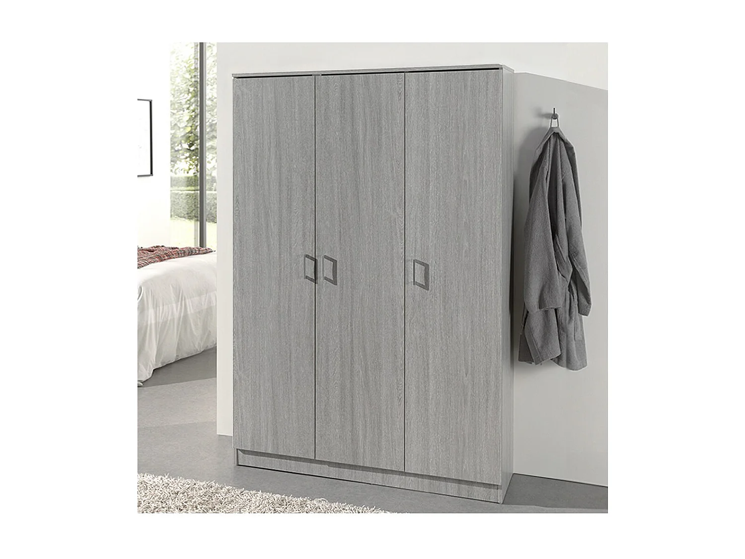 Armoire REY – 3 portes – 120×180 cm – Chêne gris – Style scandinave