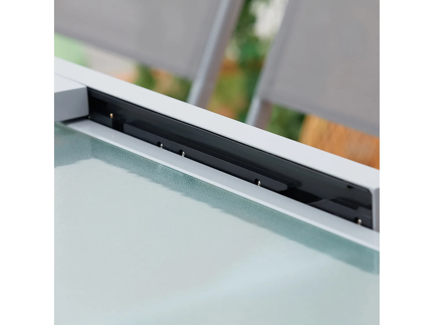 Uitschuifbare aluminium tuinset voor 8 personen MOLVINA - Grijs, Rechthoekig, Buiten