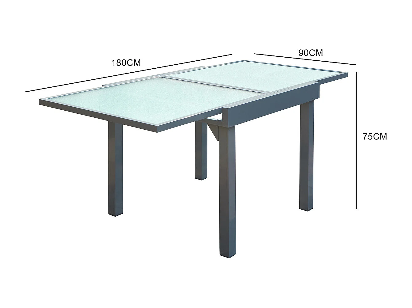 Table de jardin extensible 8 places en aluminium MOLVINA