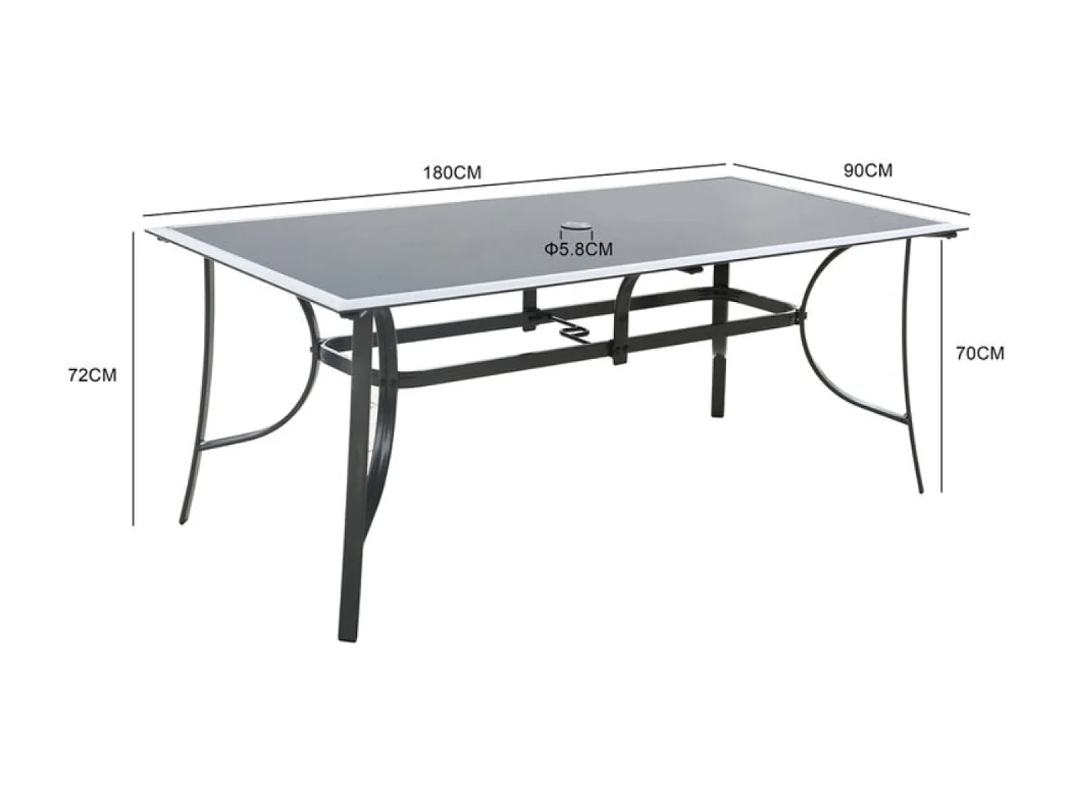 Garten-Tisch für 10 Personen aus Aluminium RIMINI mit Glasplatte