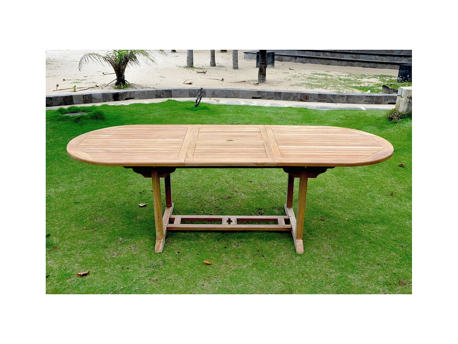 Table de jardin extensible 10 places en teck brut KAJANG
