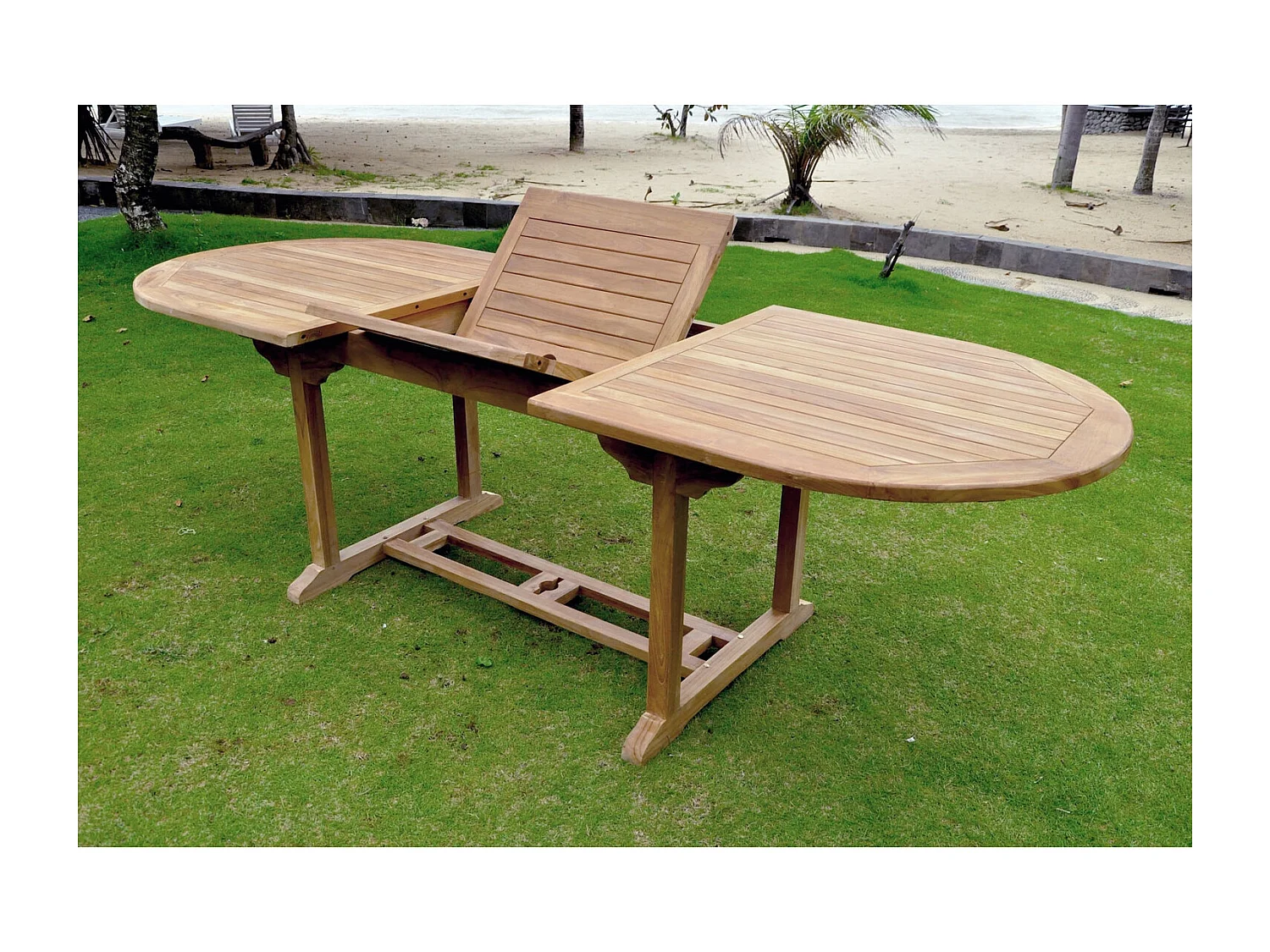 Table de jardin extensible 10 places en teck brut KAJANG