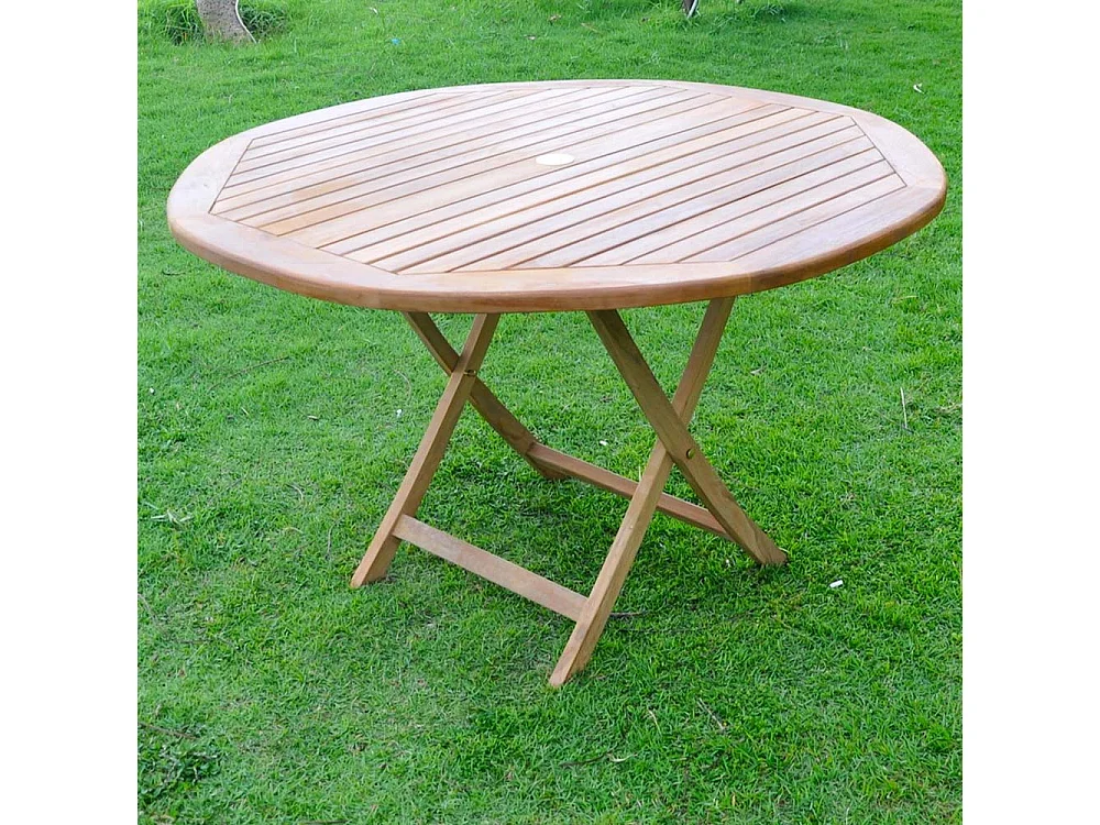 Faltbarer runder Gartentisch aus Teakholz 120cm braun - MEJIA