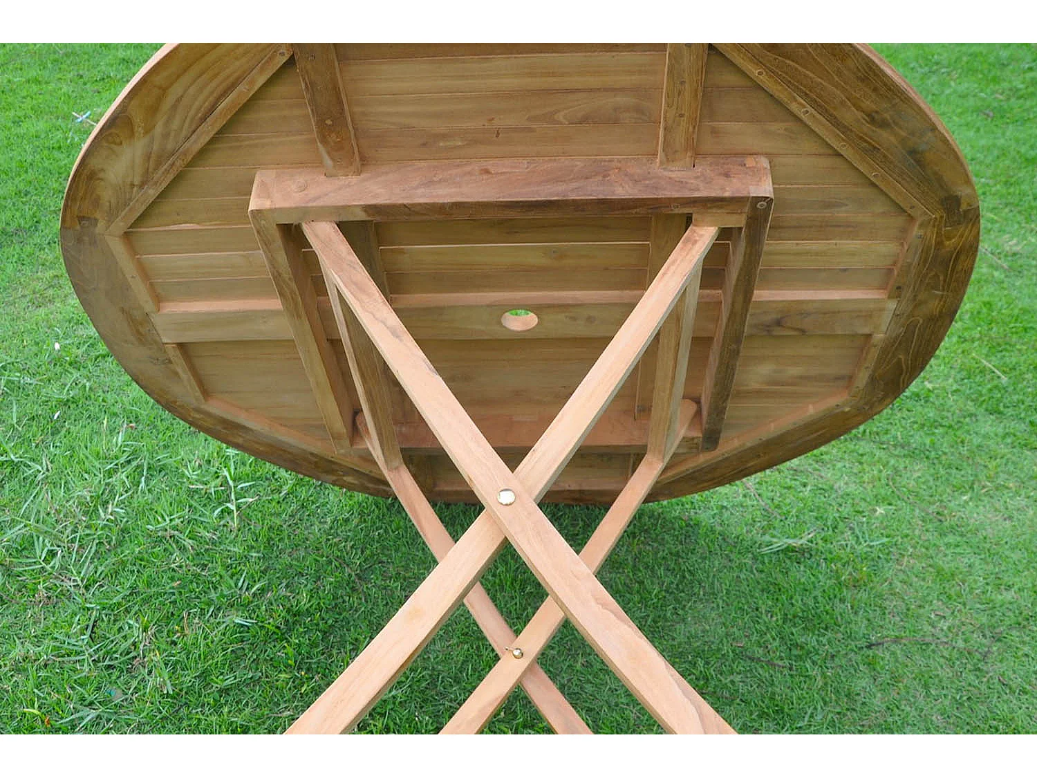 Faltbarer runder Gartentisch aus Teakholz 120cm braun - MEJIA