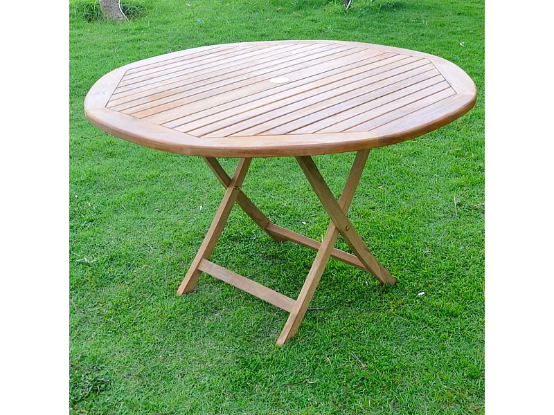 Opklapbare ronde teakhouten tuintafel 120cm bruin - MEJIA