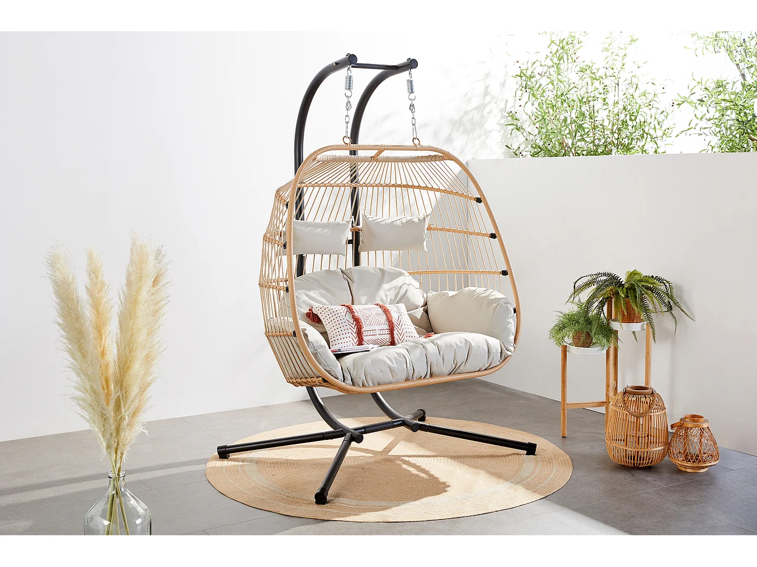 Fauteuil suspendu 2 places effet rotin FARO