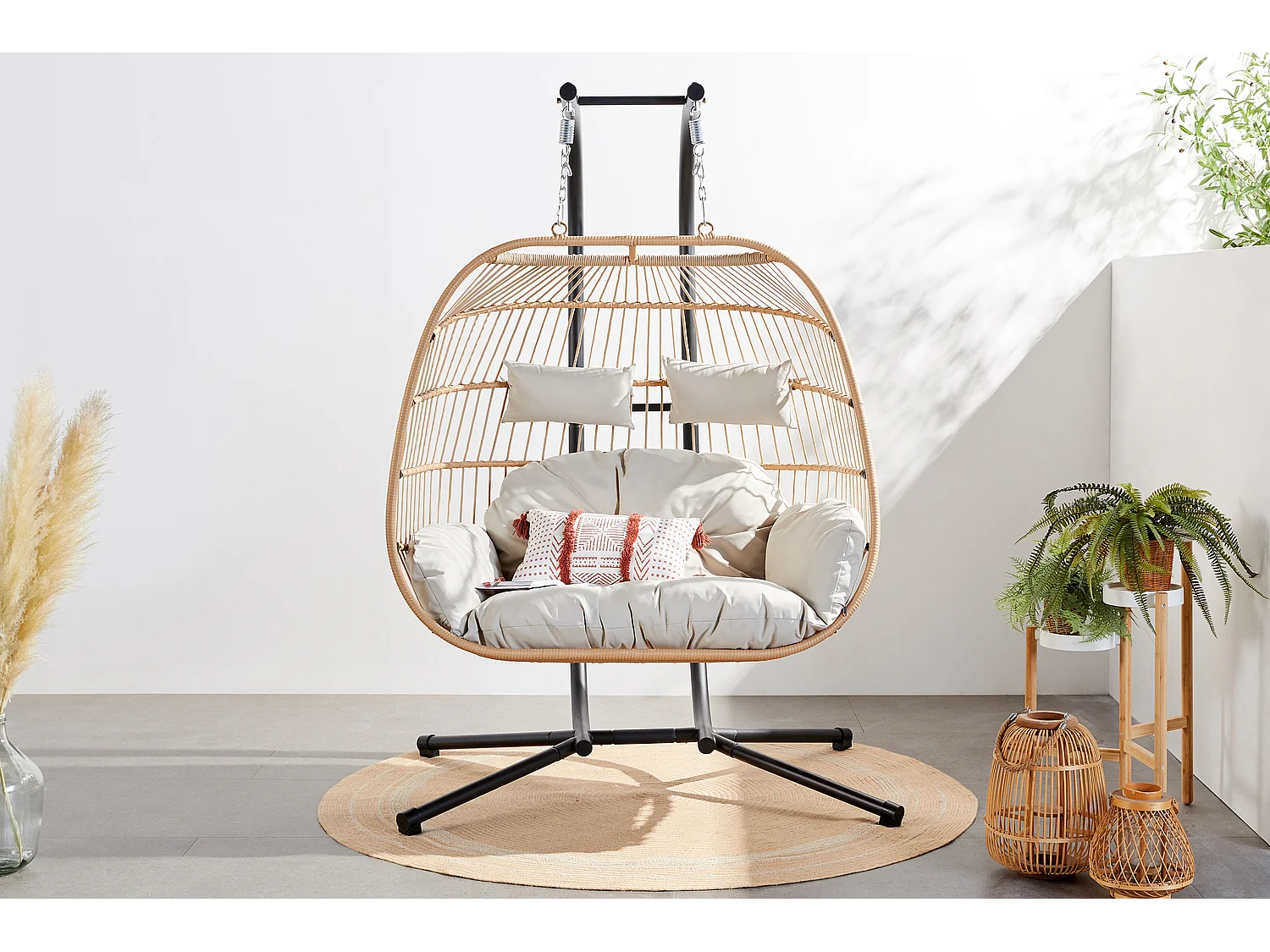 Fauteuil suspendu 2 places effet rotin FARO