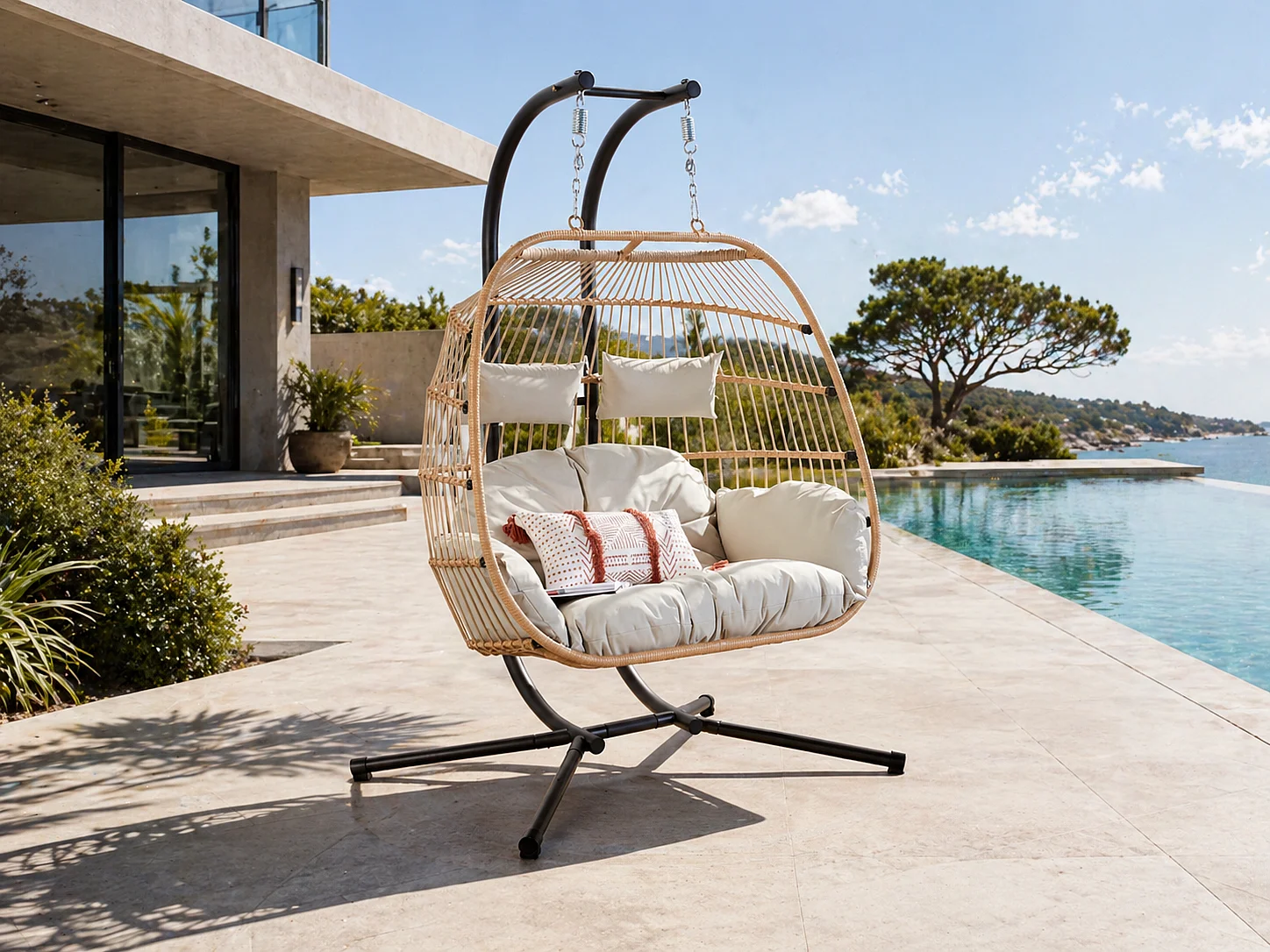 Fauteuil suspendu 2 places effet rotin FARO