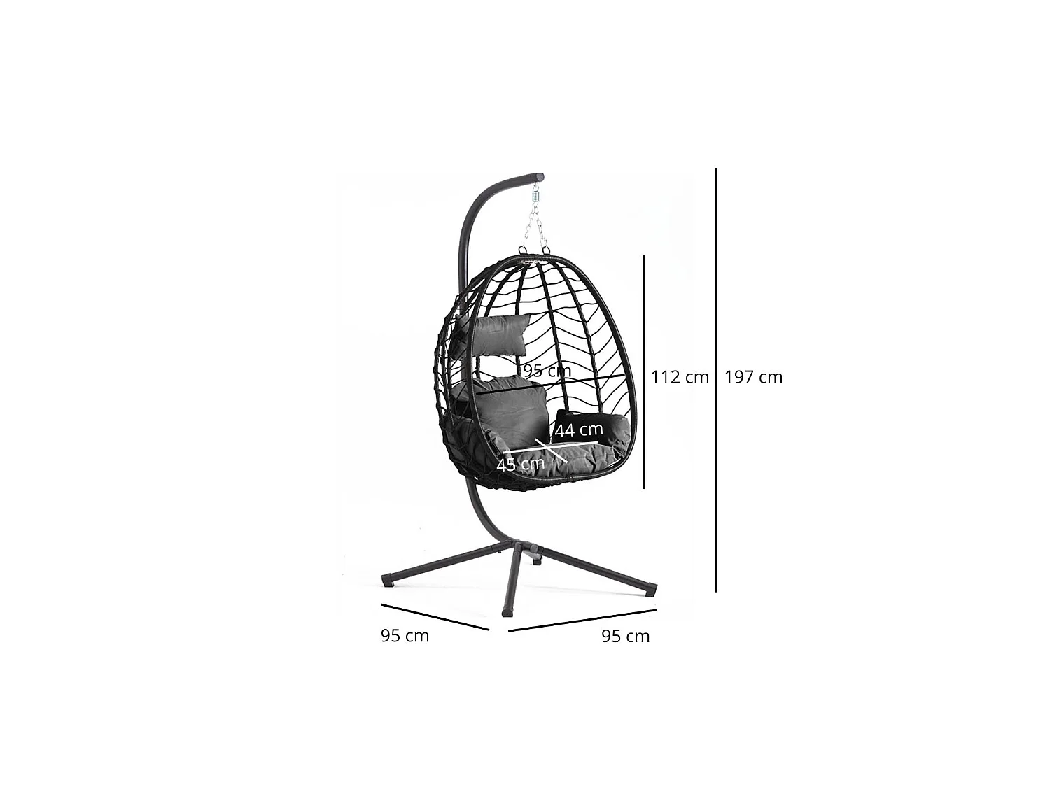Fauteuil suspendu en résine effet rotin noir LIMA