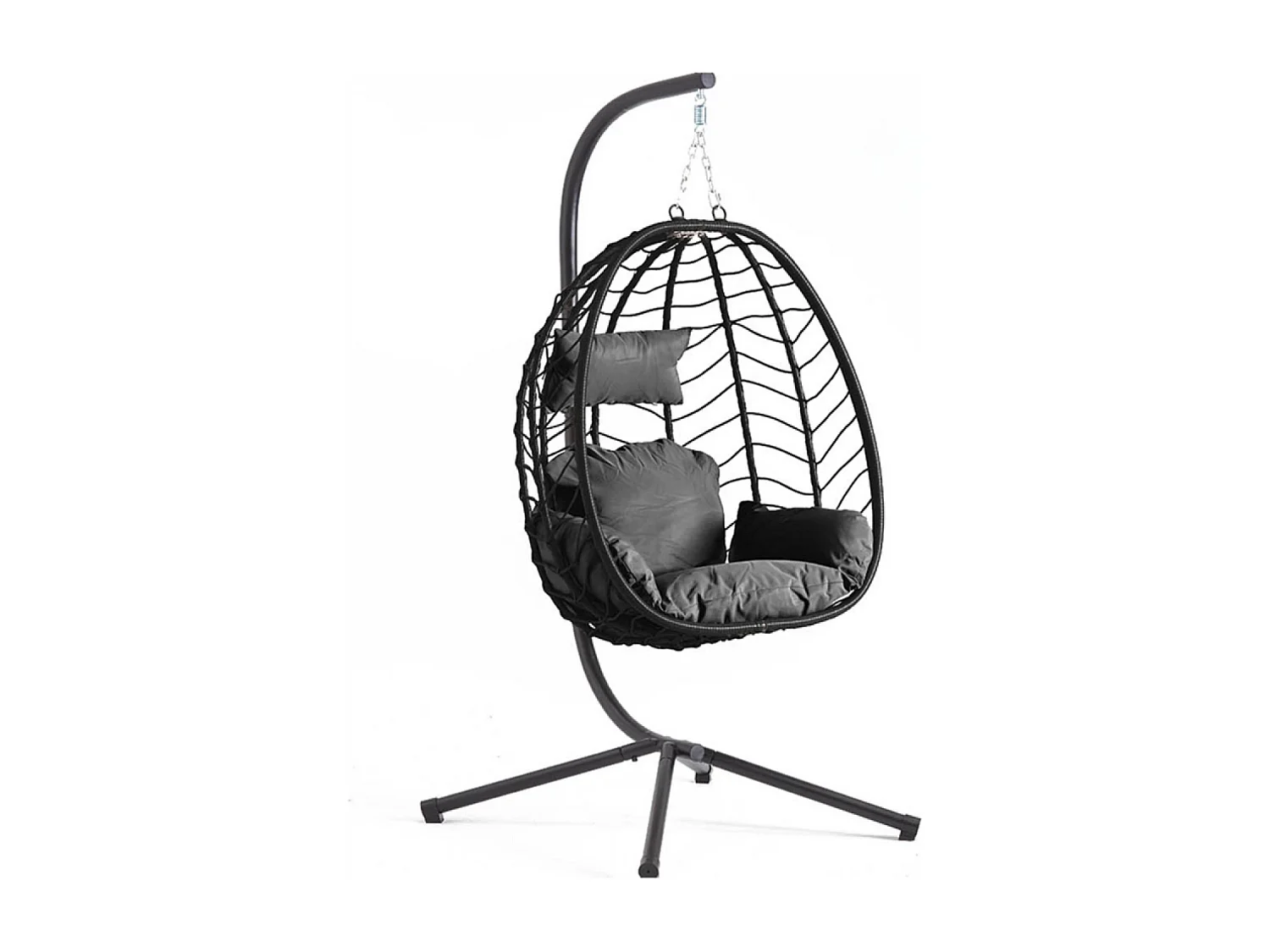 Hangstoel zwart van hars en staal LIMA - Comfortabel en trendy voor binnen en buiten