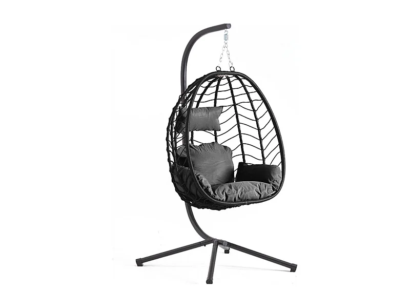 Cadeira suspensa preta em resina e aço LIMA - Confortável e moderna para interior e exterior